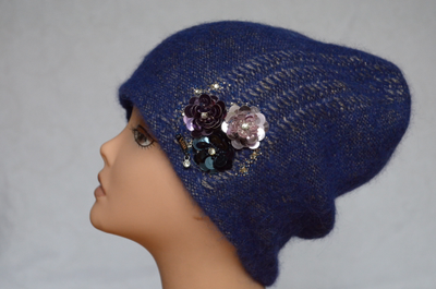 Вязаная васильковая женская шапка Vizio Италия 5800