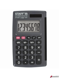 Калькулятор карманный STAFF STF-6248 (104×63 мм), 8 разрядов, двойное питание. 250284