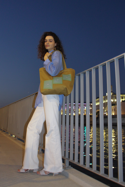 Сумка-шоппер "Снегопад" цвета горчицы