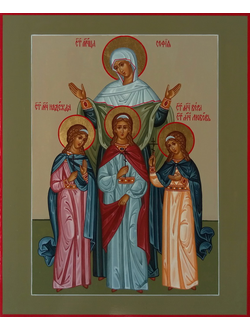Вера, Надежда, Любовь и матерь их София. Рукописная икона.