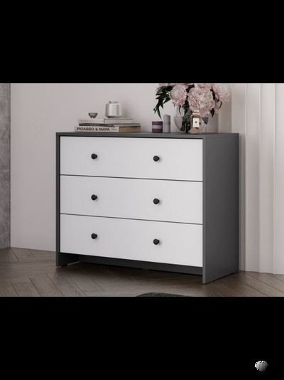 Дольче комод 3 ящика Графит/Белый
