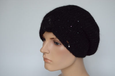 Черный вязаный берет чалма Vizio Италия 6542 В