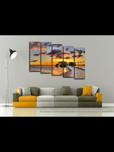 Модульная картина "Закат на озере"