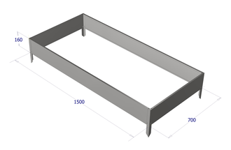Грядка оцинкованная 1,5 х 0,7 х 0,16