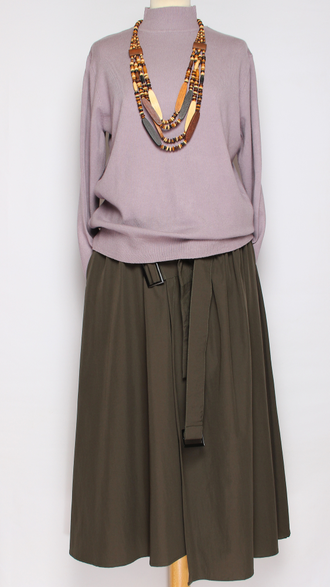 Юбка  "Широкая асимметрия хлястики" хаки до р.52