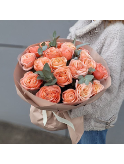 Букет "Персик" из крупных роз