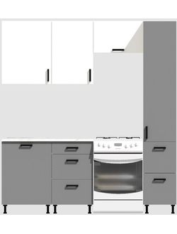 Кухня Эконом 1,5 метра с колонкой (1100х400) Цвет: Белый/Базальт