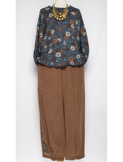 Брюки Бохо вельветовые "Гобелен" карамель р.50-54