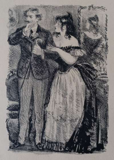 "В ресторане" цв. литография Рудаков К.И. 1969 год