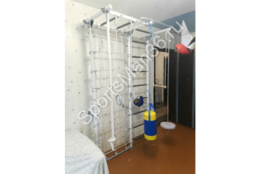 ДСК ЮНЫЙ АТЛЕТ МОДЕЛЬ «ПРИСТЕННЫЙ-ЛАЙТ» С РУКОХОДОМ И СЕТКОЙ, цвет металла белый + ЛИАНА МЯГКАЯ +ДЕТСКИЙ БОКСЕРСКИЙ НАБОР