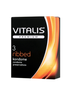 Презервативы VITALIS PREMIUM № 3 ribbed - ребристые (ширина 52 мм)