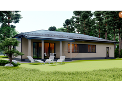 Одноэтажный дом из газобетона с гаражом - 166 м2