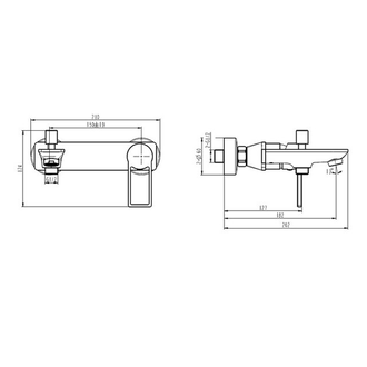 СМЕСИТЕЛЬ ДЛЯ ВАННЫ KUB | ЦВЕТ ХРОМ