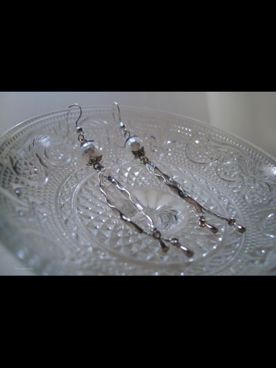 Длинные серьги &quot;Льдинки дождя&quot; с гранёным жемчугом