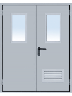 ДВЕРЬ МЕТАЛЛИЧЕСКАЯ ПРОТИВОПОЖАРНАЯ ДПМO-2 остекленная с вентиляционной решеткой