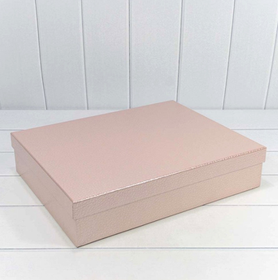 Коробка подарочная прямоуг. "Кожа крокодила" (роз. золото), 28*18,5*5см