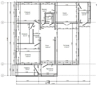 Одноэтажный каркасный дом с тремя спальнями 125м² (SK7)