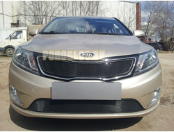 Защита радиатора KIA RIO 2011-2014 (Премиум) black верх