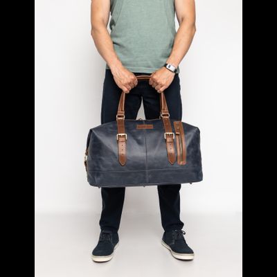 Кожаная дорожная сумка Campora Premium dark blue (арт. 
4019-54)