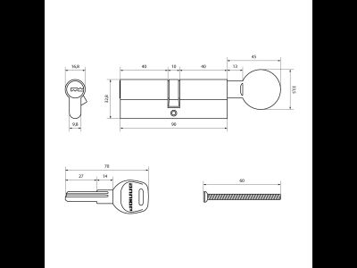 Механизм замка АЛЛЮР HD FG 90-5К BP (45x45G) латунь перф.кл/верт  [56253]