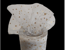 Фатин "Золотые звездочки", ширина 5,5 см, длина 1 м, вариант 2