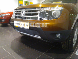 Защита радиатора Renault Duster 2011-2014 с вырезом под DHO black PREMIUM