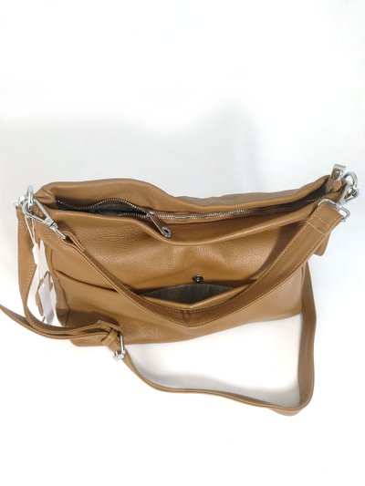 (АРТИКУЛ: 10121/1/5) СУМКА ЖЕНСКАЯ, СРЕДНЕГО РАЗМЕРА, НАТУРАЛЬНАЯ КОЖА, ЦВЕТ "ГОРЧИЦА", С НАРУЖНЫМ КАРМАНОМ, С ПЛЕЧЕВЫМ РЕМНЕМ