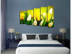 Модульная картина "Желтые тюльпаны солнца"