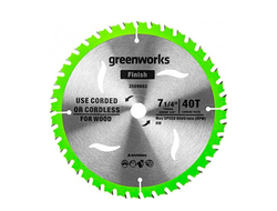 Пильный диск по дереву для циркулярной пилы Greenworks, 184x1.75/1.13x20 мм; 40T