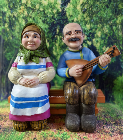 Шерочка с Машерочкой на скамейке 51*45*25см  4,7 кг  полистоун Россия 5979/012977 Подарок на Юбилей, Годовщину свадьбы / Фигуры можно снимать со скамейки