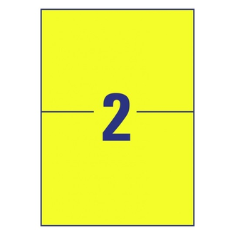 Этикетки А4 всепогодные Avery Zweckform, жёлтый полиэстер, 210x148мм, 2шт/л, L6130-20