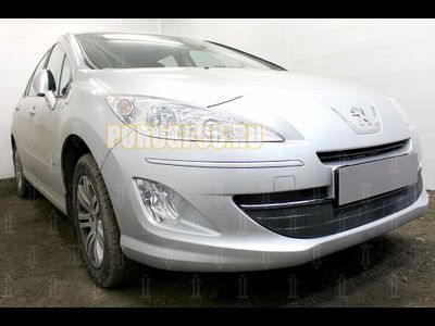 Защита радиатора Peugeot 408 2012- (3 части) black