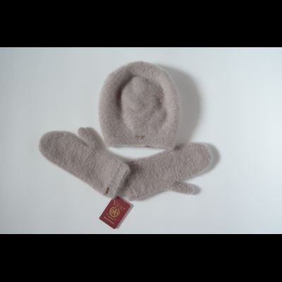 Мохеровый вязаный женский берет Vizio Италия 6945 B бежевый