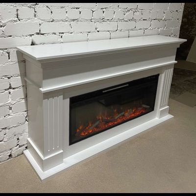 Линейный электрокамин Бруно WT с очагом Vision 42 LOG LED