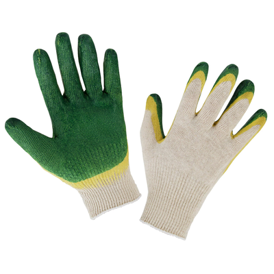 Перчатки хлопчатобумажные износостойкие, ДВОЙНОЙ латексный облив, 13 класс, КОМПЛЕКТ 5 пар