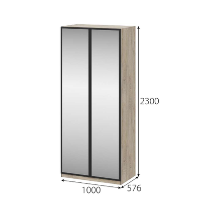 Этна шкаф Ш 57*100 Дуб эндгрей/Софт грей с зеркалами