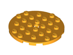 Plate, Round 6 x 6 with Hole, Bright Light Orange (11213 / 6131694)