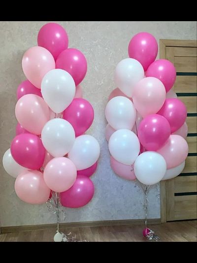 10 шаров белые, розовые, фуксия