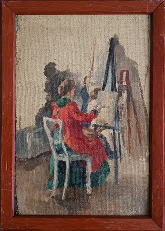 "В мастерской художника" холст на картоне масло 1910-е годы