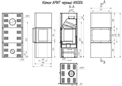 Камин Крит черный / графит, Экокамин (Россия)