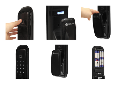 Врезной электронный дверной замок Solity GSP-1000BK BLACK с отпечатком пальца