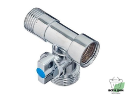 Кран-тройник шаровой 1/2 3/4 м/п/п д/стир маш 554-446