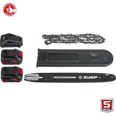 Бесщеточная цепная пила ЗУБР 2x18 В, 4 А*ч (ПЦЛ-3635-42)