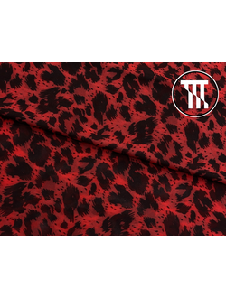 Сетка-стрейч принт Дикая кошка, цв. Красный