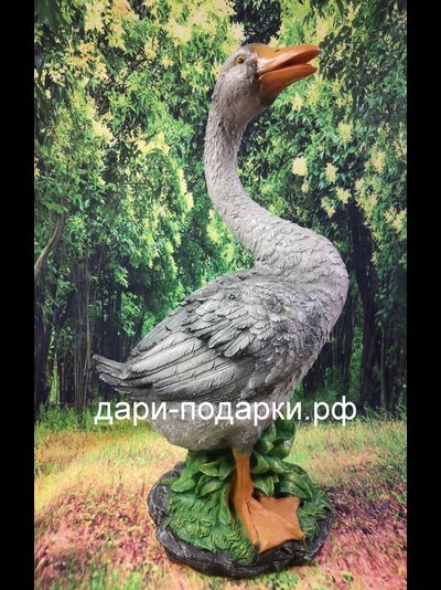 Гусь садовая фигура 60*33 см  1,9 кг  полистоун Россия 2537/012544*