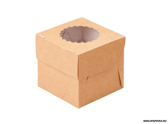 Коробка для капкейков/ 1 шт 10 x 10 x 10 см Круг окном Крафт