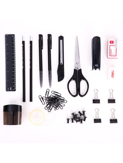 Набор настольный Deli E38251A 17 предметов черный вращающийся