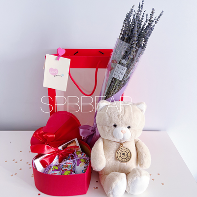 Подарочный набор №17 - Плюшевый котик на выбор, Лаванда, Киндер бокс средний