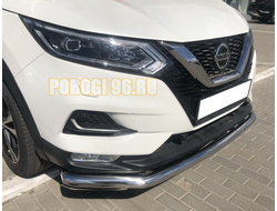 Защита переднего бампера с двумя подгибами d60 для Nissan Qashqai (2019-...)