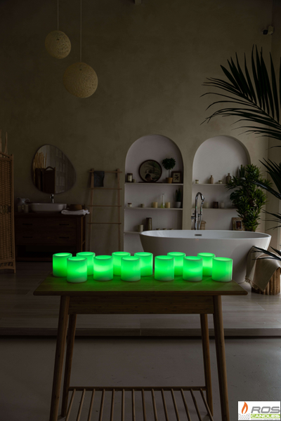 Набор LED свечей с парафиновыми плафонами (9,2*10см - 12шт), "Цветной"